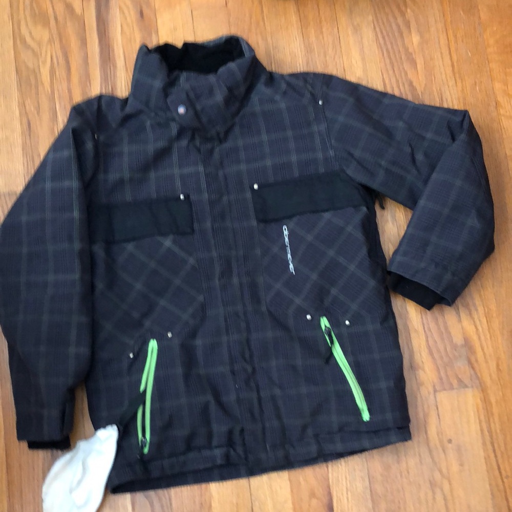 Obermeyer Black and Green Kids Puffer Jacket